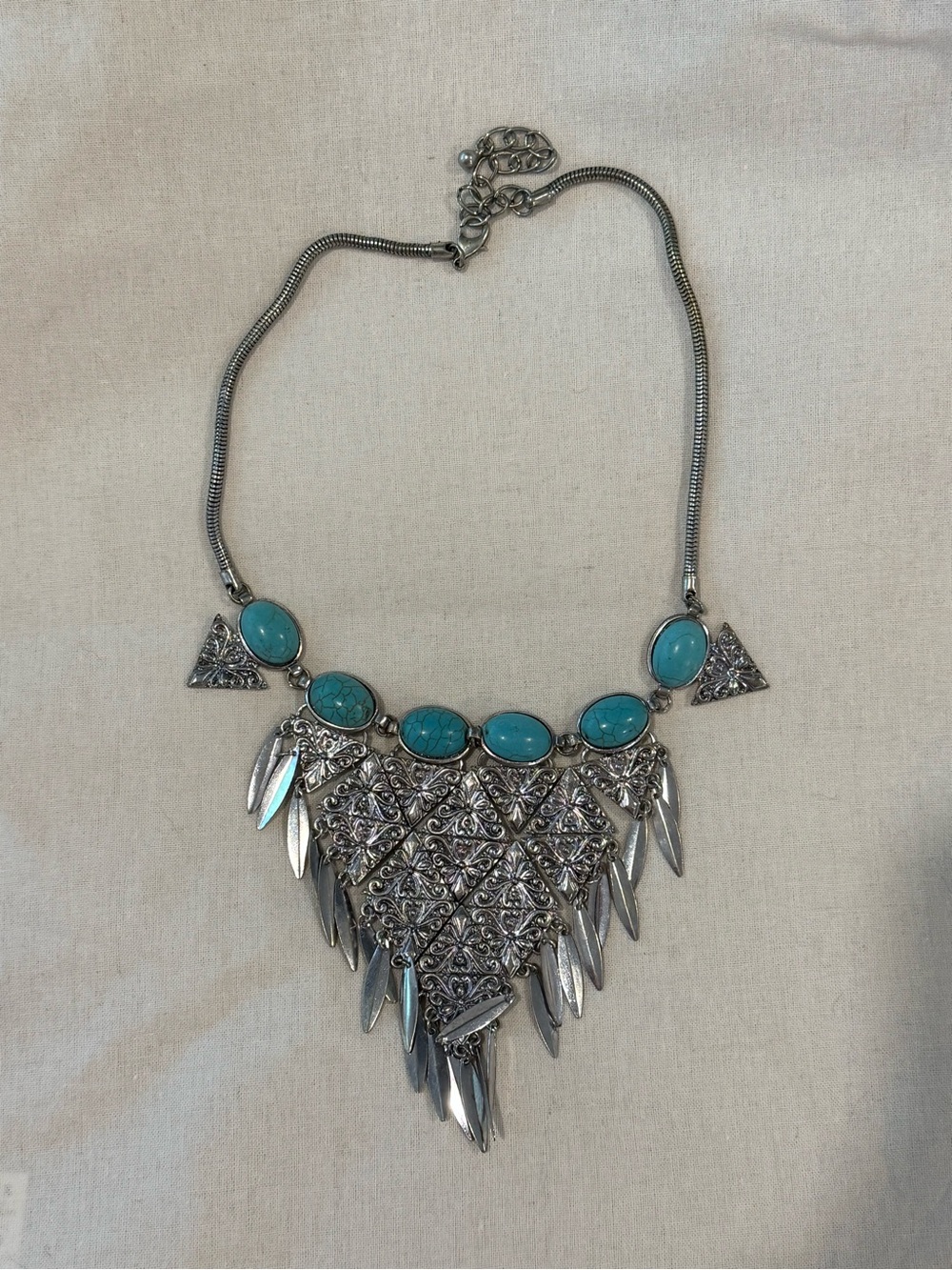Turquoise and Silver Statement Necklace - Women’s Jewelry
